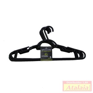 Cabide Plast Preto C/05