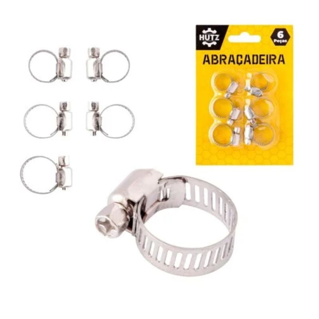 Abraçadeira Rosca sem Fim Metal 3/4 E 1/2 – Conjunto c/ 6 unidades