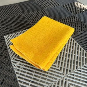 Toalha de Microfibra Amarela 40×60 360gsm DUAL LOOP c/costura – Kers